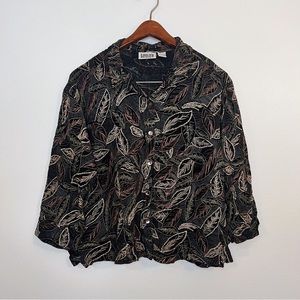 black floral button up blouse